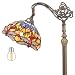 Tiffany Style Reading Floor Lamp Blue Orange Stained Glass Dragonfly Lampshade in 64 Inch Tall Antique Arched Base for Girlfriend Bedroom Living Room Lighting Table Set S168 WERFACTORY