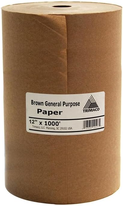 3-Rolls of 12” x 1000’ Trimaco GPL12 Easy Mask Brown General Purpose Masking Paper