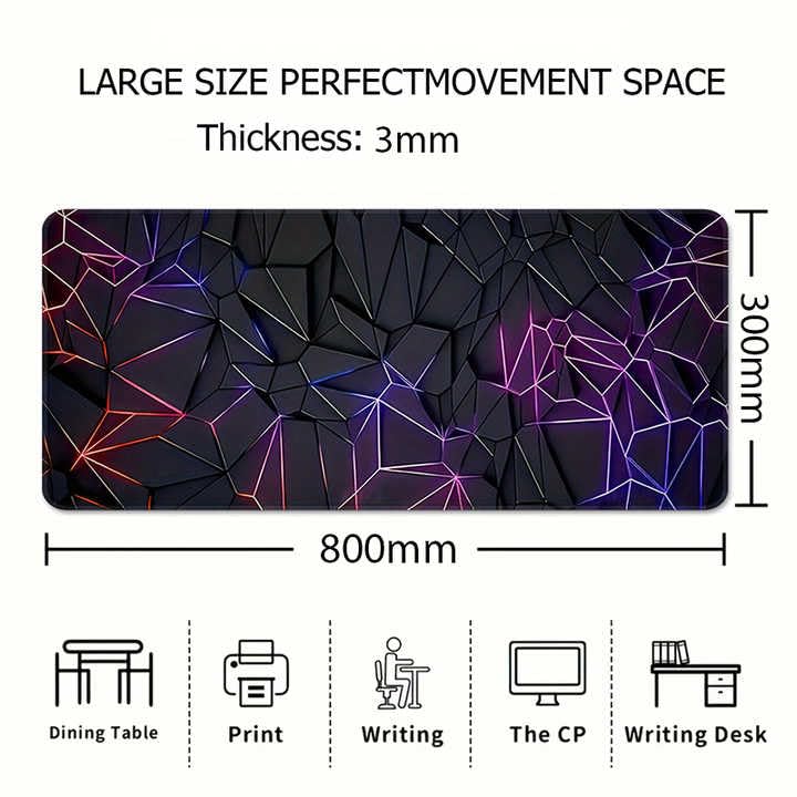 Image of KRESHU Antislip 300x800x2 mm Gaming 3D Mousepad Extended Large Non Slip Desk Mat and Keyboard Mat Suitable for PC, Computer, Laptop, Keychain, Party (Pack of 1)