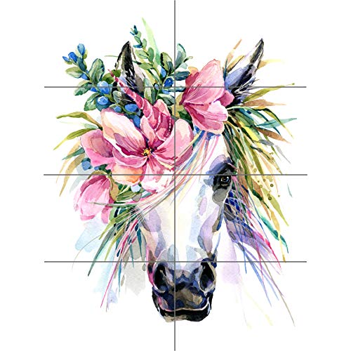 Artery8 Unicorn With Flower Wreath XL Giant Panel Poster (8 Sections) Unicornio Flor Póster