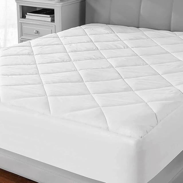 Waterproof Mattress Protector, Washable Anti-bacterial Treated Mattress Topper 3-Layer Quilted with 30cm Deep, Breathable, Noiseless, White Color, King (150x200+30cm)