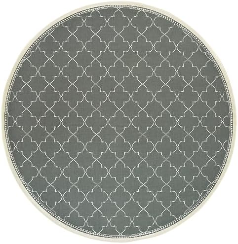 Oriental Weavers Marina Indoor/Outdoor Rug - 6025L - 7'10" Round - in Grey/Ivory - Moroccan Style, Water, Stain and Fade Resistant, Hose Clean, Patio, Outdoor Living Area Rug
