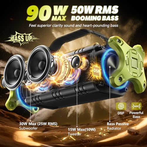 W-King 90W Peak Bluetooth Speaker, Portable Speakers Bluetooth Wireless by W-KING - Image 2