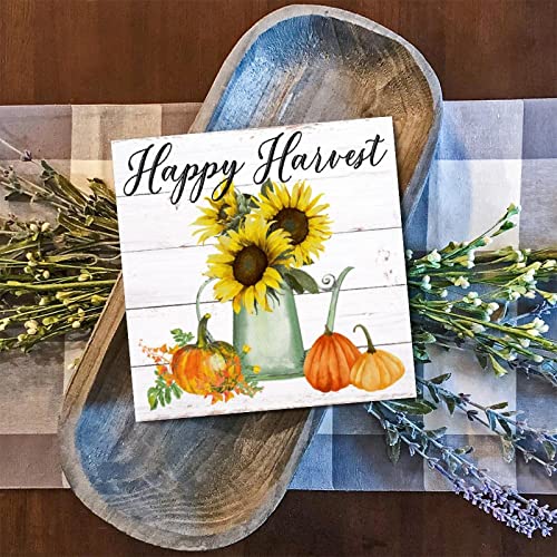 Panneau en bois citrouille Happy Harvest de 30cm pour embellir votre entrée cet automne