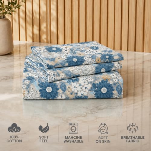 Image of Welspun Zen Microfiber Floral Double Bedsheet with 2 Pillow Covers | Percale Bed Sheet | Skin Safe, Breathable & Easy Care Bedding Set | Gift Set | Light Grey | 220 x 240 Cm