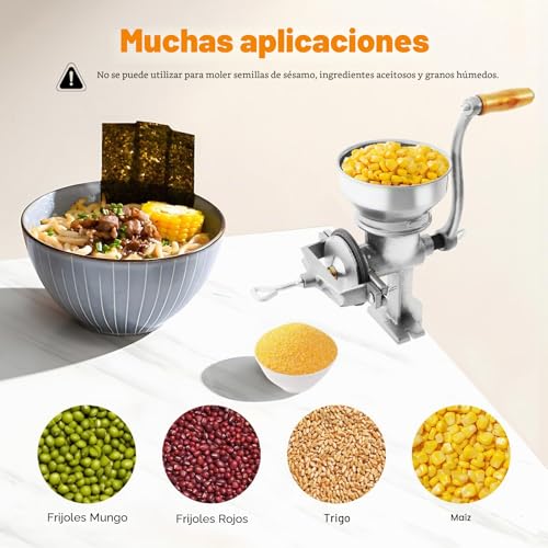 Miniatura 6 de Molinillo De Cereales Manual Con Pinzas De Mesa, De Acero Inoxidable, Mini Triturador De Cereales, 14 Cm, Gran Apertura, Trituradora De Escopeta, Molinillo De Nueces Para Nueces, Café, Cereales, Maíz