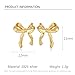 Solid 925 Sterling Silver Bow Stud Earrings, Gold Plated Ribbon Design, Women's Fashion Jewelry (gold)