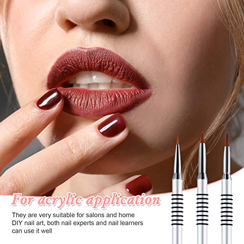 3 Pieces Kolinsky Acrylic Nail Brush 3D Nail Art Brush With Silver Metal With Non-Slip Handle (Silver,Size 2, 4, 5) #TOP5