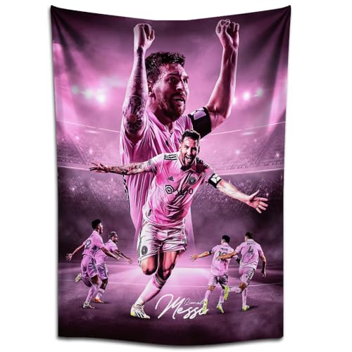 IDOLUSTER Soccer Superstar Lionel Messi Signed Wall Tapestry Poster For Kids Fans Bedroom Wall Hanging Decoration-Messi Tapestry For Teen Boy Birthday Party Gifts-70X100CM