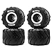 OGRC 1.0 RC Monster Truck Wheel Rim Tires Set for FCX24 SCX24 C10 JLU Deadbolt Gladiator Bronco 1/24 Crawler Car (Silver)