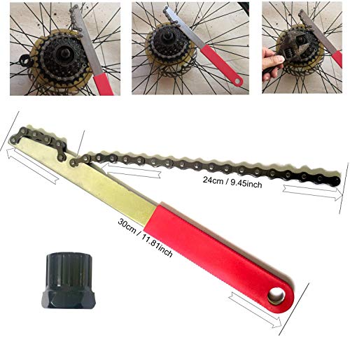 CnmYzn Bike Chain Whip Tools(5ps),Bicycle Cassette Removal Kits,Crank Extractor+Bottom Bracket Remover+15cm Spanner+Freewheel Chain Whip Remover