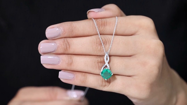 Amazon.com: Rosec Jewels Certified Lab Grown Emerald Infinity