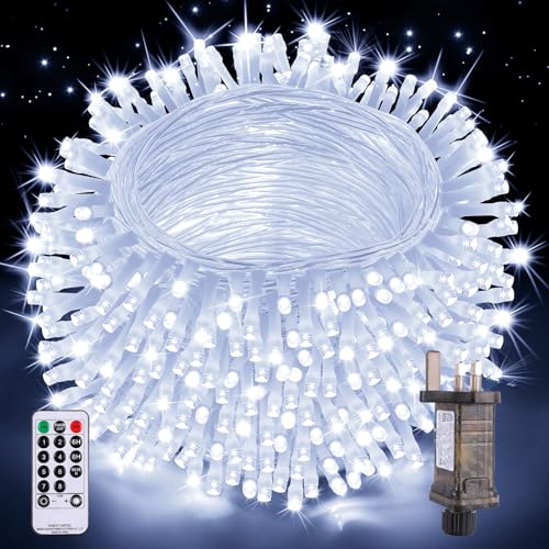 Nextronix Outdoor Christmas Tree Lights, 20M 200 LEDs Xmas Fairy Lights Indoor Mains Powered with 8 Modes/Timer/Remote, IP44 Waterproof Outside Garden String Lights for Patio Bedroom Party