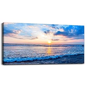 Canvas Wall Art for living room blue beach ocean sea waves landscape Wall Decor Ready to Hang Home Decorations bedroom kitchen bathroom inspirational Canvas prints posters painting wall mural Artwork