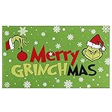 Merry Grinchmas Front Door Mat Grinch Christmas Decoration Entrance Doormat Non-Slip Floor Mat...