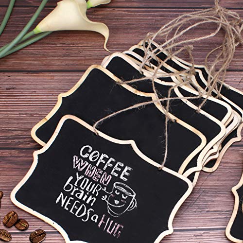 Canitor 10 Pack Black Hanging Chalkboard Sign Small Hanging Chalkboard Black Mini Erasable Chalkboards Wooden Chalkboard Sign Rectangle Hanging Chalkboard Sign #TOP5