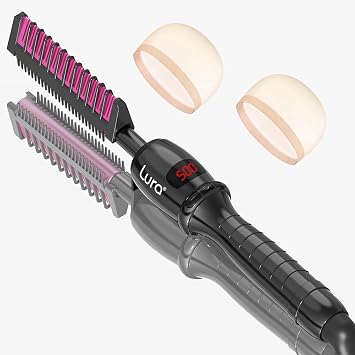 200-500F Pink Hot CombElectric Hot Comb for Lace Front Wigs,Electric Pressing Combs for Black Hair,Electric Straightening Comb for African American Hair Black Pink