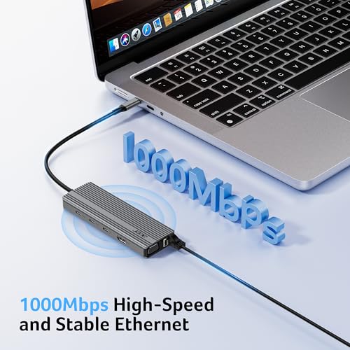 Image of Acer 11 in 1 USB C HUB Multiport Adapter with 4K@60Hz HDMI, 2x10Gbps USB C, 2x5Gbps USB A, 100W PD Port, 1000Mbps Ethernet, 1080P VGA, SD /TF, Laptop Docking Station Dual Monitor for PC, Desktop