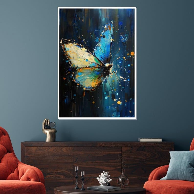 Impression sur toile papillons colorés pour illuminer un mur nu