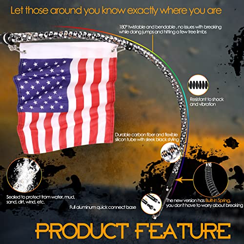 Nr Nirider N3000UL Nirider 4Ft Led Whip Light With Flag Pole Remote Control Spiral Rgb Chase Light Offroad Warning Lighted Antenna Led Whips For Utv, Atv thumb #2