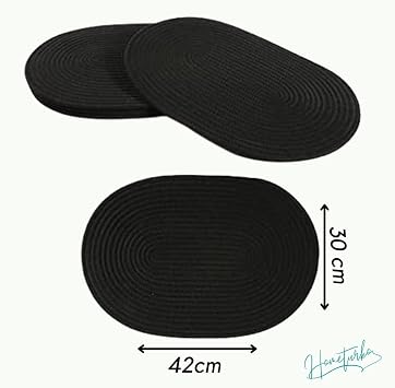 Jüt, Hasır, Amerikan Servis Oval Supla, Masa Düzenleyicisi, Servis Takımı, Hediyeli SİYAH