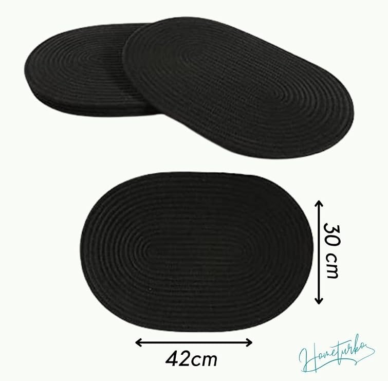 Jüt, Hasır, Amerikan Servis Oval Supla, Masa Düzenleyicisi, Servis Takımı, Hediyeli SİYAH