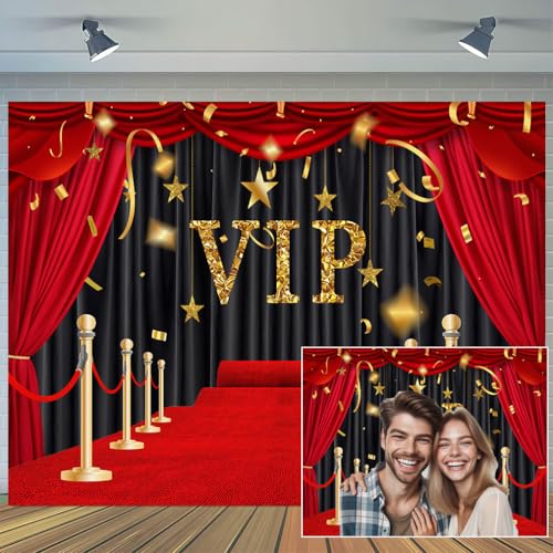 Fondo VIP Alfombra Roja 10x8ft Estrella Brillante Negro Oro miniatura 2