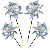 【Amplia gama de aplicaciones】: el molinillo antipájaros tiene una doble función: se puede utilizar en cualquier lugar de tu jardín, granero, césped, balcón y otras áreas seguras para ahuyentar pájaros o animales pequeños, o se puede utilizar para bodas, fiestas de cumpleaños, ceremonia de apertura, juguetes para niños, el molinillo de viento es muy bonito cuando gira en el viento.