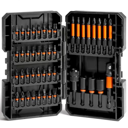 Image of Hakkin 45Pieces Impact Screwdriver Bit Set, S2 Steel Magnetic Hex/Torx/Pozidriv/Slotted/Phillips/Square Bits and Nut Driver Power Tool Bits Professional All in ONE Tool Kit for Household Repair