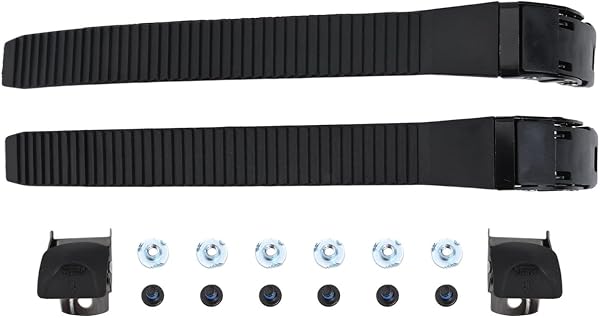 Valixirant Boucles de skate personnalisables en polypropylène avec lot de 2 boucles en ligne de rechange, clips de serrage, vis, écrous, patins à roulettes (22 x 2 cm, noir) (A) - 1