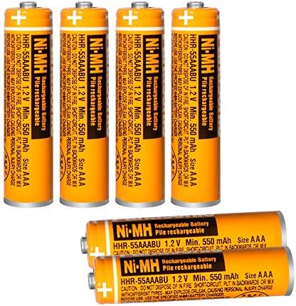 EOCIK 6 Pack HHR-55AAABU NI-MH Rechargeable Battery for Panasonic 1.2V 550mAh AAA Battery for Cordless Phones