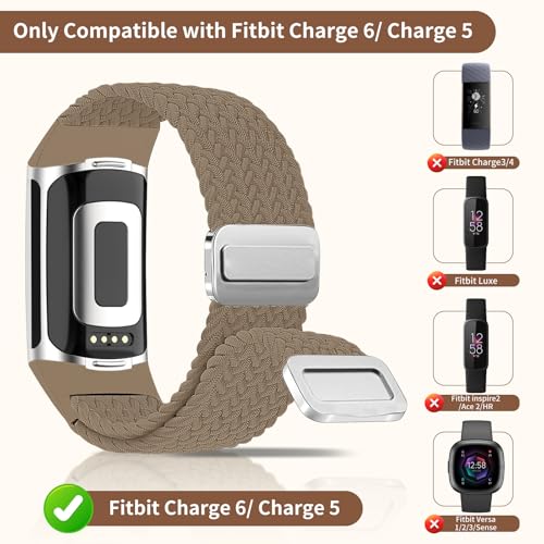 Correa tejida compatible con Fitbit Charge 6 y 5 miniatura 2