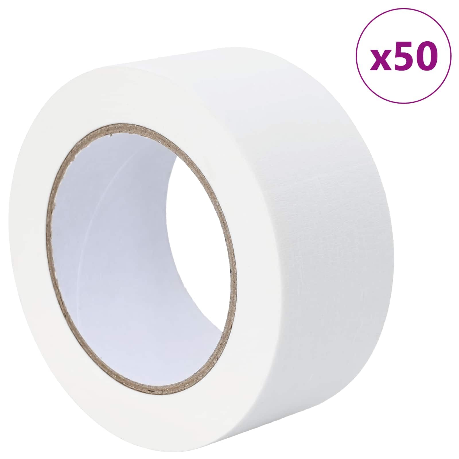 Cintas adhesivas de pintor, 50 unidades, color blanco, 50 mm x 50 m de papel