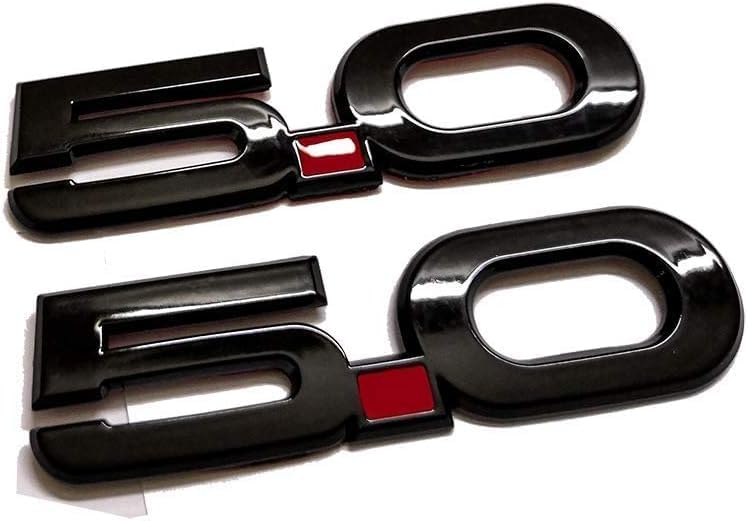 2 calcomanías de repuesto para emblema 5.0 3D para Mustang 2015-2017, color negro brillante