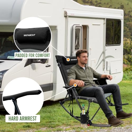 Silla de camping plegable WKFAMOUT con asiento alto 13.8" y reposapiés, silla mecedora grande con bolsa de transporte para jardín y patio, soporta 300 lbs miniatura 6