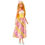 Barbie Royal Doll with Brightly Highlighted Fantasy Hair, Colorful Accessories, Yellow Ombre Bodice & Butterfly-Print Skirt