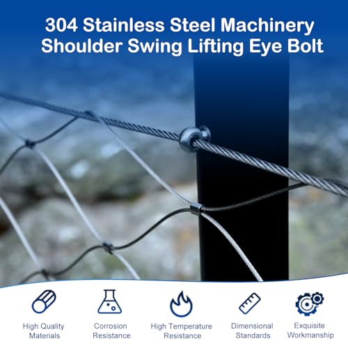 Image of MroMax M8 x 70mm Machinery Shoulder Swing Lifting Eye Bolt, 2Pcs 304 Stainless Steel Metric Thread Lifting Eye Bolt for Home Renovation, Pipeline Gate Valves Fasteners, Silver