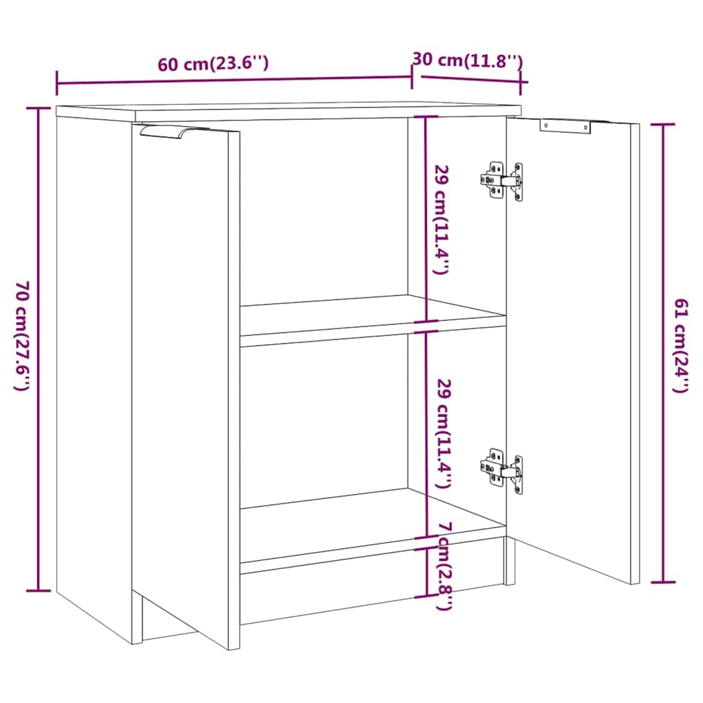 vidaXL Buffet Armoire de Rangement Organisateur de Maison Meuble de Rangement Armoire de Salon Intérieur Gris Béton 60x30x70 cm Bois d'Ingénierie