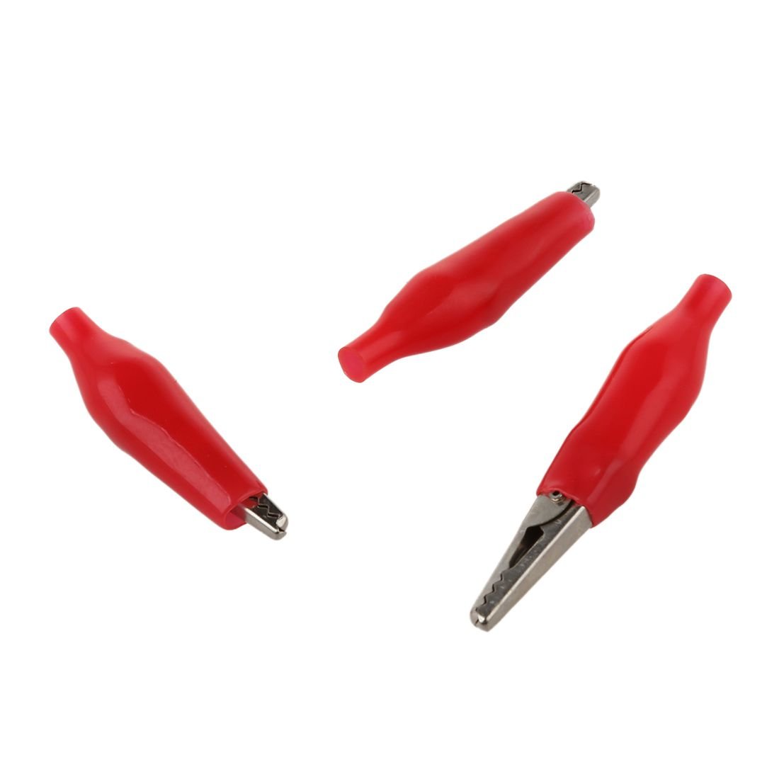 Janasiba(R) Lot de 20 pinces crocodiles 10 noires et 10 rouges recouvertes de plastique souple