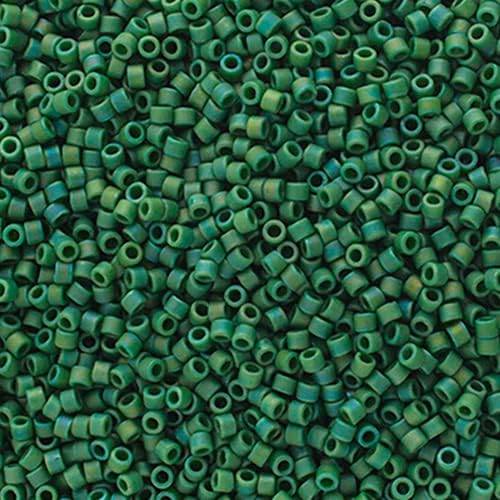 Miyuki Delica 11/0 - Frosted Glazed Rainbow Green Pine Matte AB DB2311 - 250gms Bag of Japanese Glass Beads Bulk Bag of Japanese Glass Beads