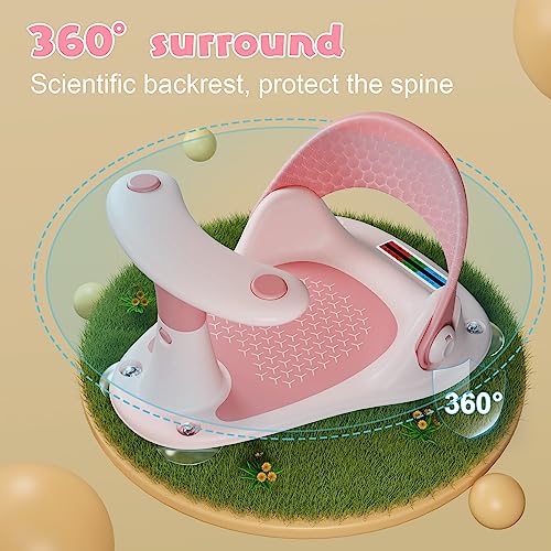 Baby Bath Seat, Infant Bath Seat for Babies 6 Months & Up, Baby Bathtub Seat with Baby Bath Thermometer/4 Strong Suction Cup Non-Slip, Compact and Foldable Toddler Bath Seat