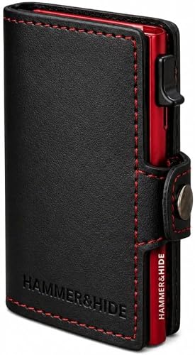 Hammer and Hide Genuine Saddle Leather Pop-Up Wallet, Black