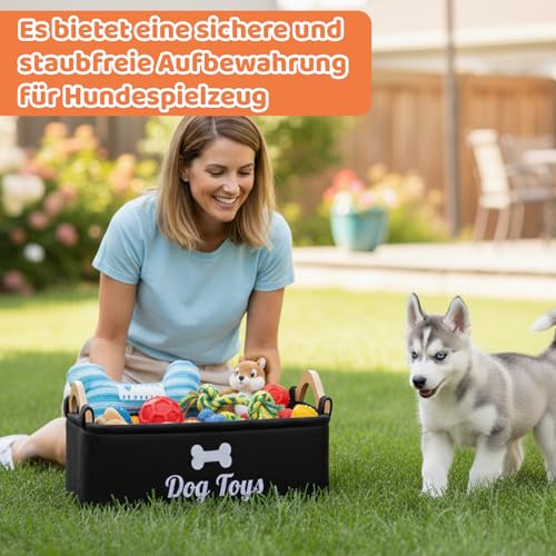 SongBuydn Hundespielzeug Aufbewahrung, Spielzeugkiste Für Hund, Aufbewahrungsbox Schwarz 38x25x18cm, Praktischer Spielzeug Korb Für Haustierbedarf, Ordnung Und Sauberkeit Im Wohnbereich