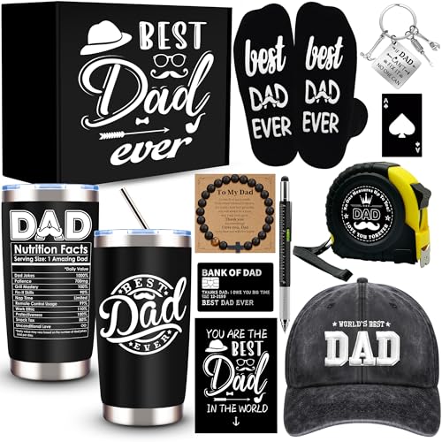 11 Pcs Best Dad Ever Gift, Father's Day Gifts, Dad Gifts for Men with 20 Oz Tumbler Socks Baseball...
