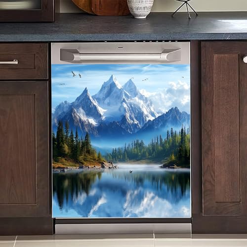 Image of BVBOX Dishwasher Magnet Cover 23 inchx26 inch, Reusable Magnetic Refrigerator Covers, Decorative Magnets Cover Fridge Door Skin Panel Stickers for Home Kitchen Appliance