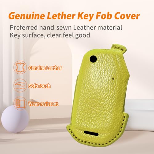 Coque de clé Kia en cuir de chèvre jaune pour Sorento Sportage Ceed Niro - 7