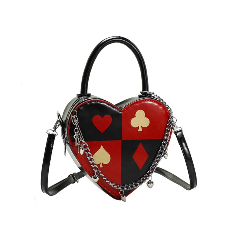 Love bag, creative poker print, heart-shaped chain, can be cross-body can be carried, for daughter, lover, to give yourself the best gift