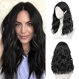 BUPPLER Black Wig 18 Inch Medium Length Wigs for Women Middle Part Synthetic Hair Wavy Wig with Upgraded Strands,Natural Hair Wig for Daily Party/Halloween Use 18Inch,Black