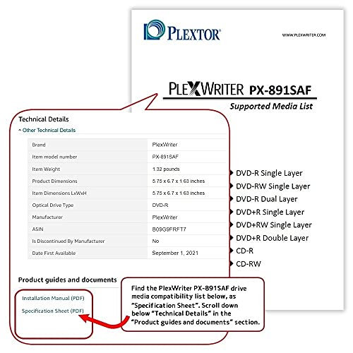 PlexWriter Plextor PX-891SAF 24X SATA DVD/RW Dual Layer Burner Drive Writer - Black (Bulk) - Image 5