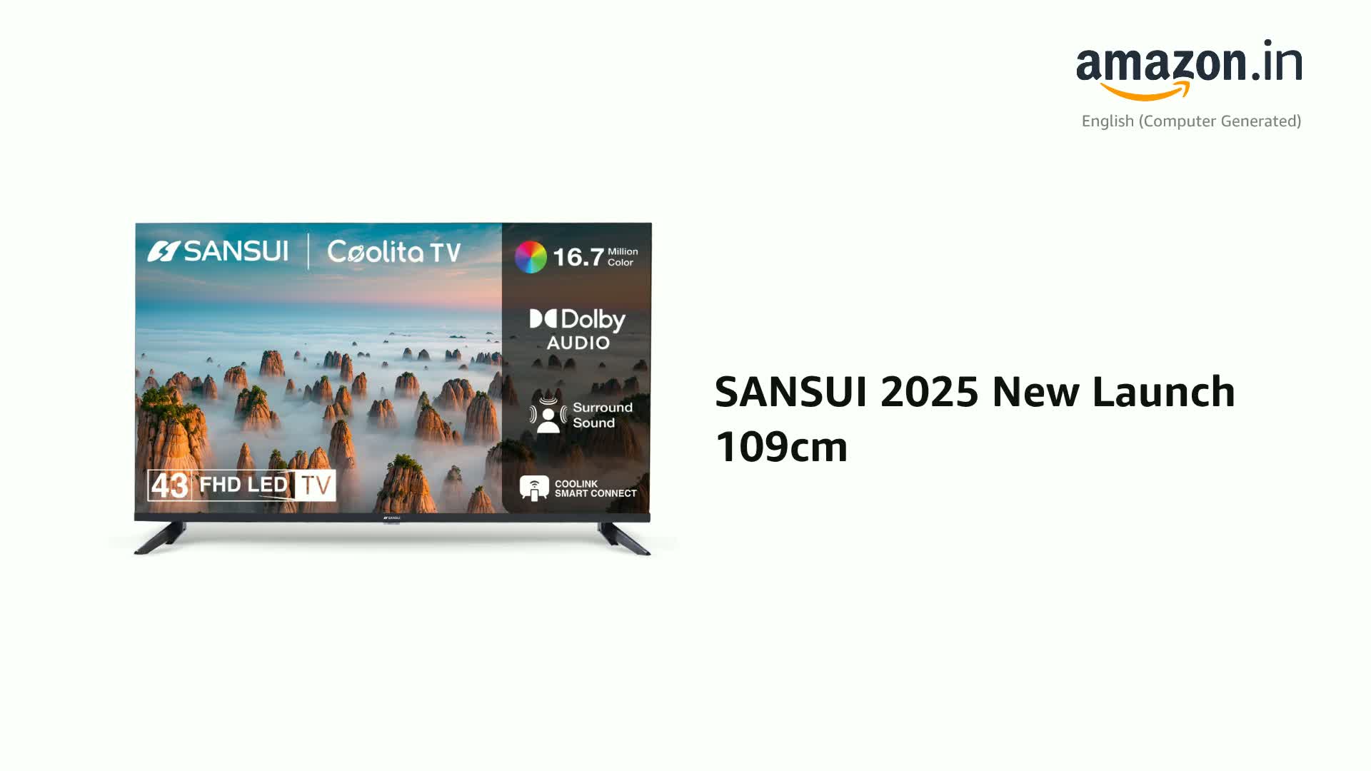 SANSUI 109cm (43) Full HD Collita Smart TV with IPS Panel, Dolby